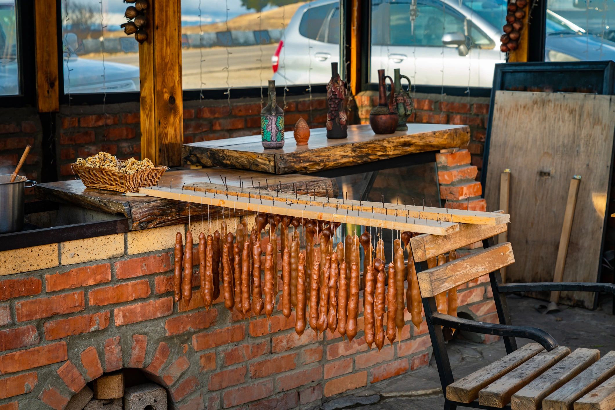 Butcher shop counter with fresh meat display